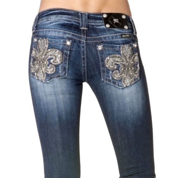 Miss Me Embellished Sequin Fleur Signature Boot Cut Jeans 28 - Picture 1 of 16